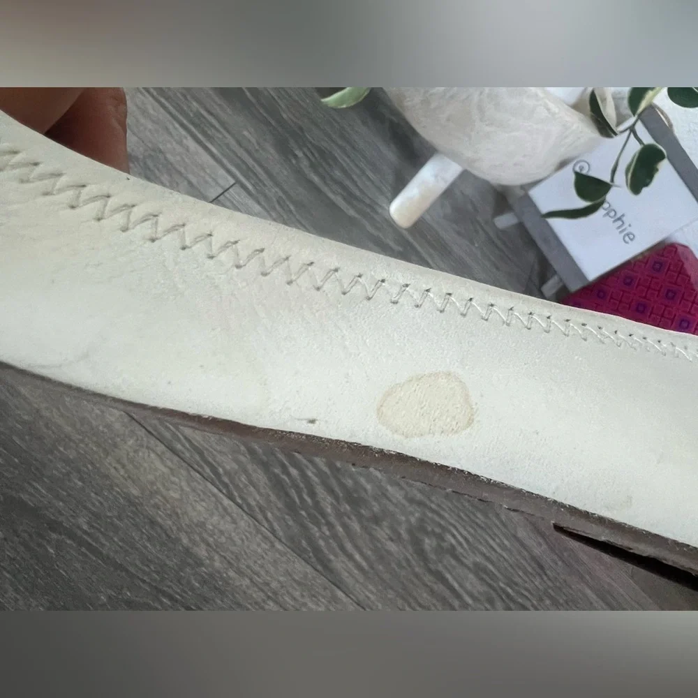 Tory Burch Reva Ballet Flat Nellie Nappa Metal Logo in Vanilla & Pewter Size 8.5